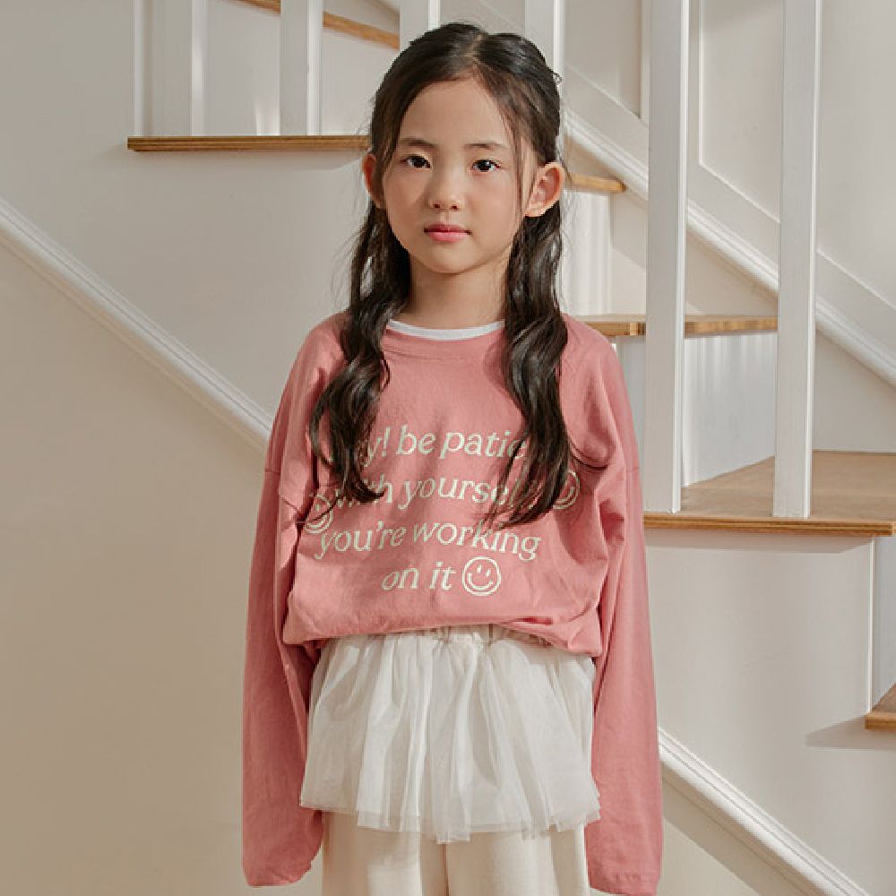 W.S.B. 文字印花純棉長袖上衣-粉