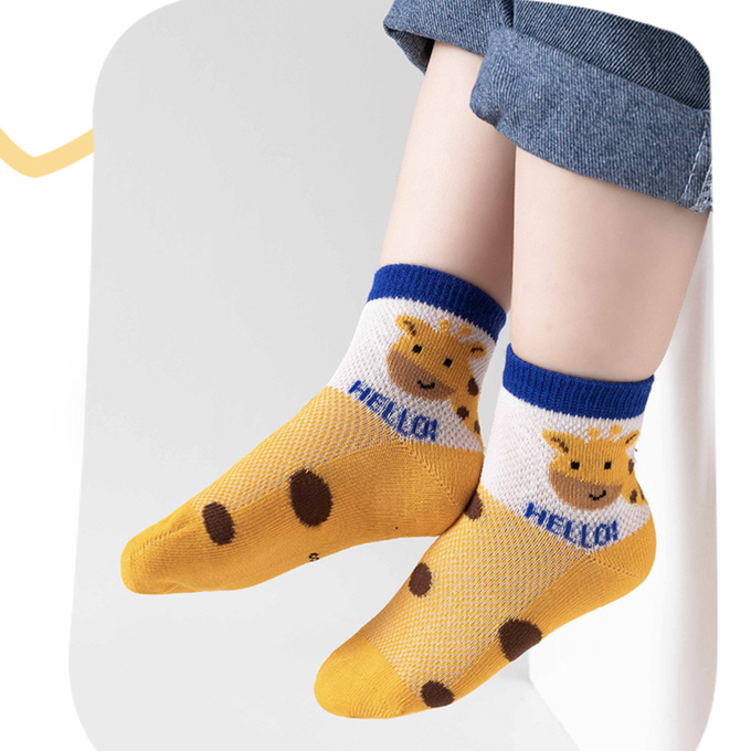 love, charlotte - Hello長頸鹿網眼短筒棉襪-5 雙一組