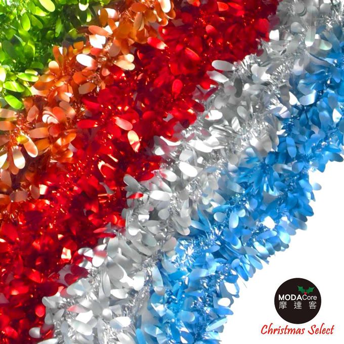 MODACore 摩達客 - 2米(200ccm) 4吋霧光水滴金蔥彩條(3條一組-顏色隨機出貨) 可掛聖誕樹/門窗邊/牆沿/派對裝扮用