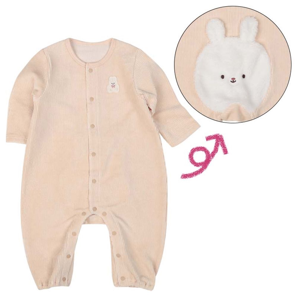 長袖兔裝--動物造型屁屁 刷毛-粉紅色