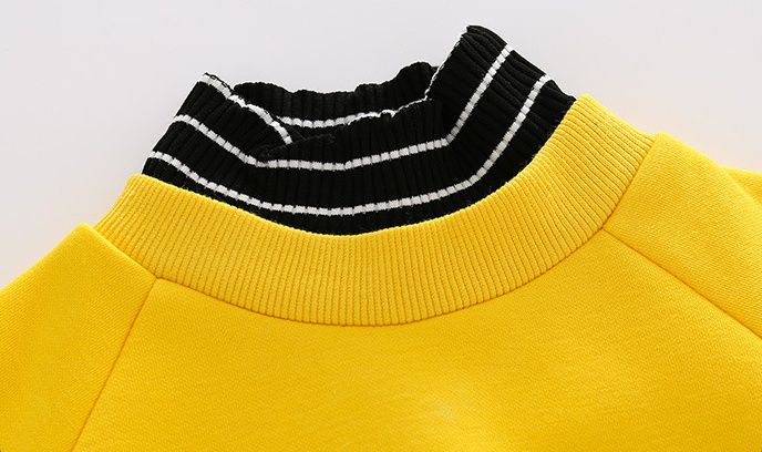 WELLKIDS - 假兩件高領長袖休閒上衣-字母暴龍-綠色