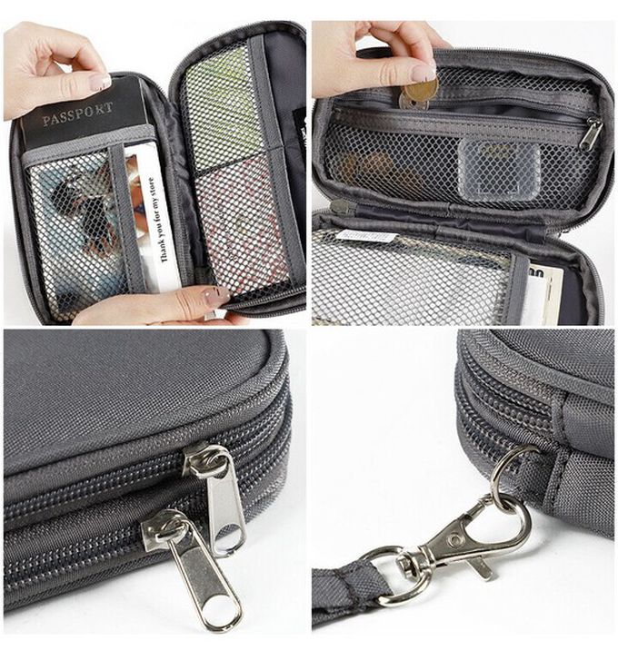 日本 LIZDAYS - 旅行便利雙層網格小物收納包-灰