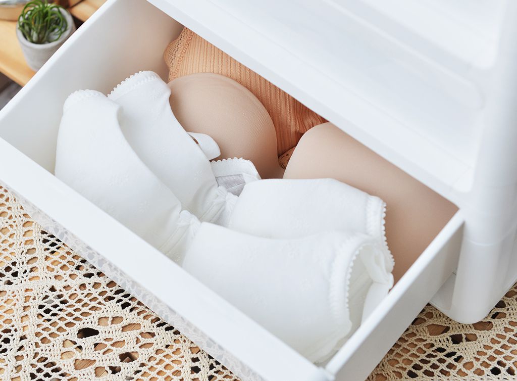 PICKup - 三層內衣/襪子分格抽屜收納櫃(2低1高抽)-DIY-粉紅