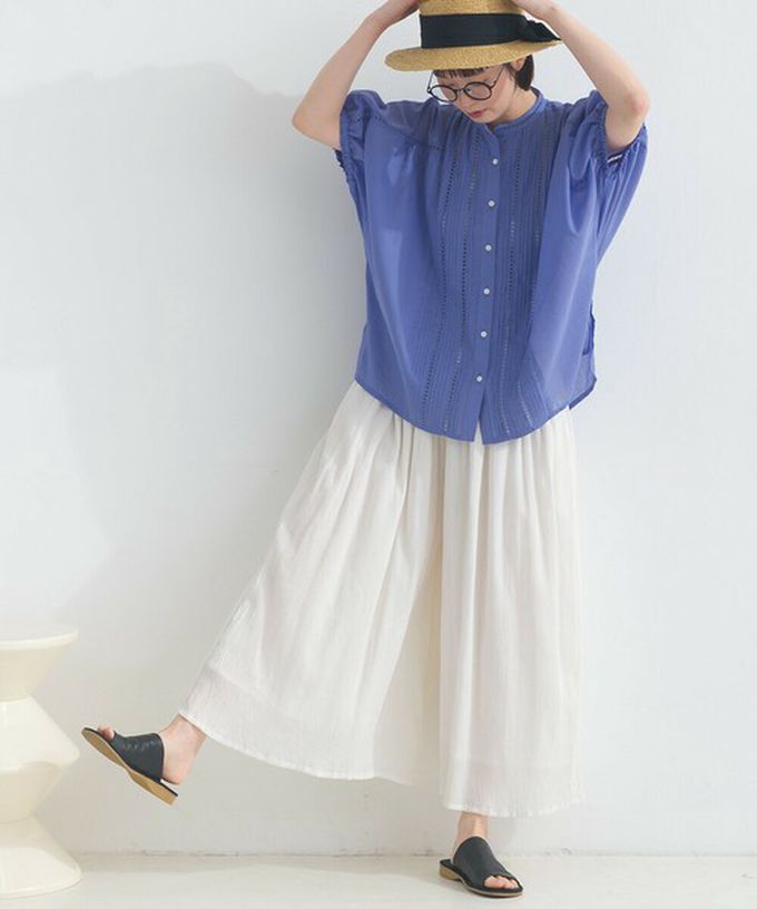 日本 Lupilien - 100%印度棉 輕盈飄逸寬褲-灰軍綠