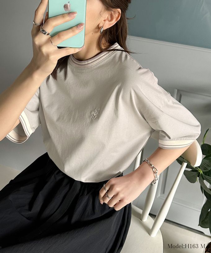 日本 Classical Elf - Java 100%天竺棉 刺繡舒適短袖上衣-奶油杏