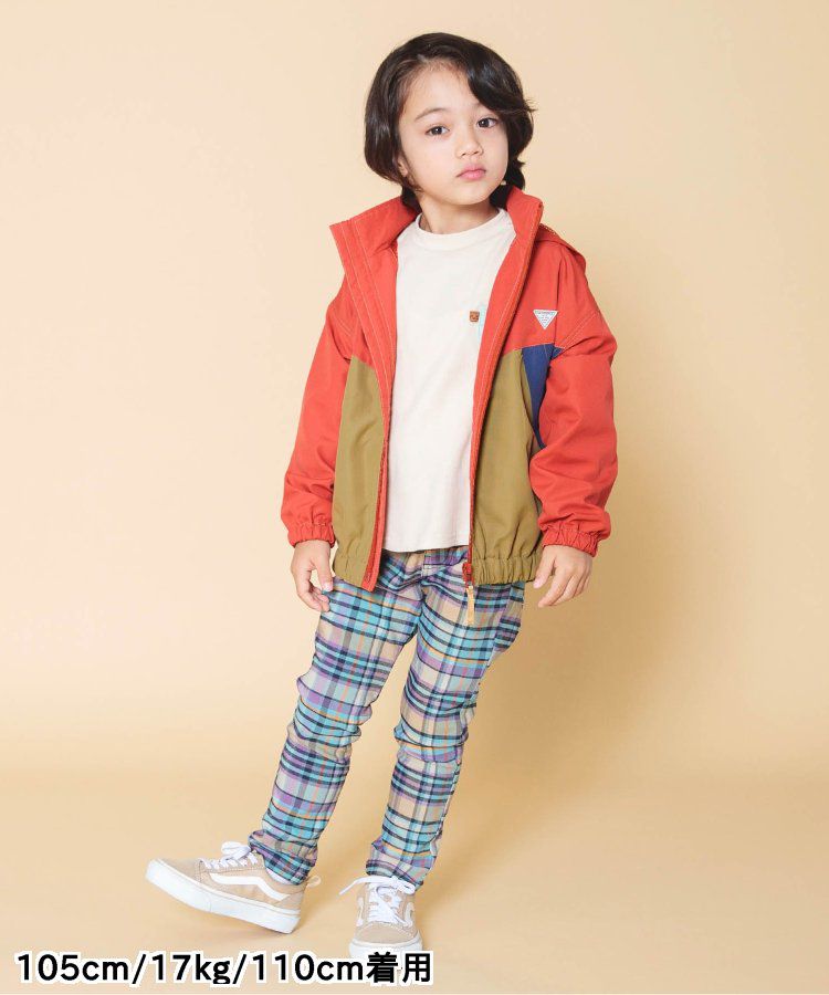 日本 BREEZE - 防潑水繽紛撞色連帽休閒外套-土耳其藍x棕