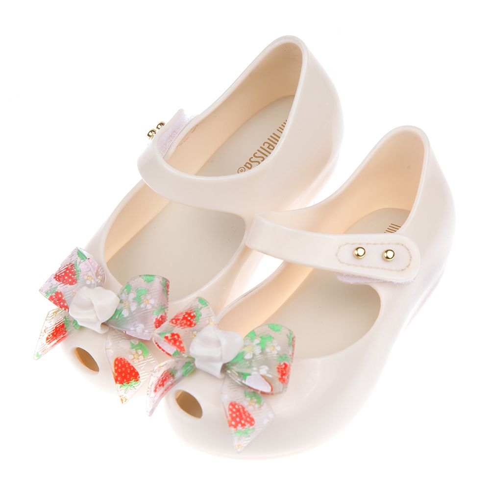 Melissa - 草莓蝴蝶結米杏色兒童魚口涼鞋香香鞋-米杏色