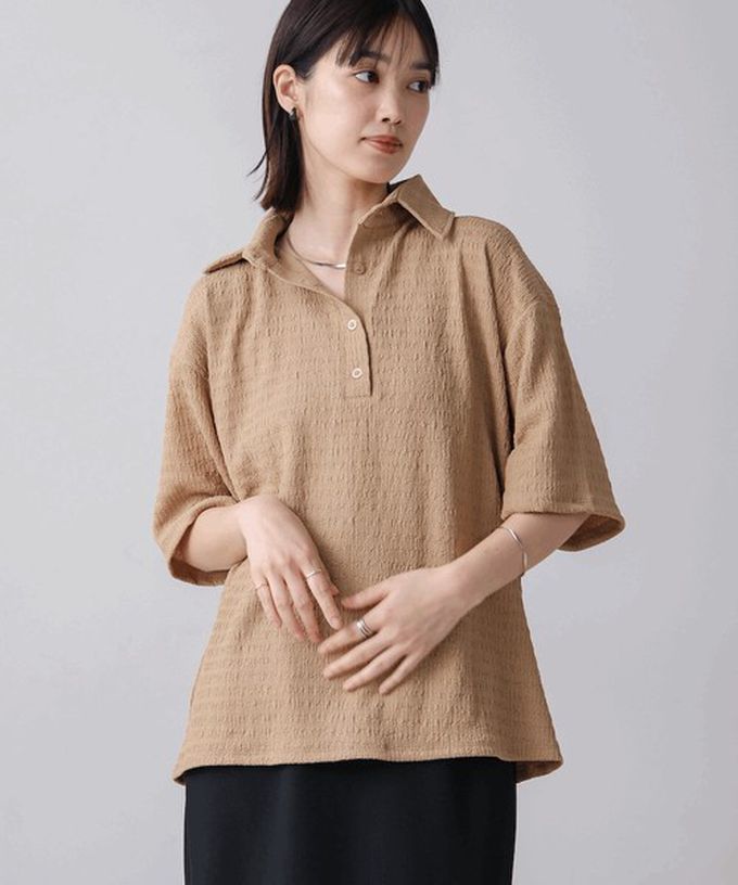 日本 Bab - 精緻紋理都會感五分袖上衣-黃