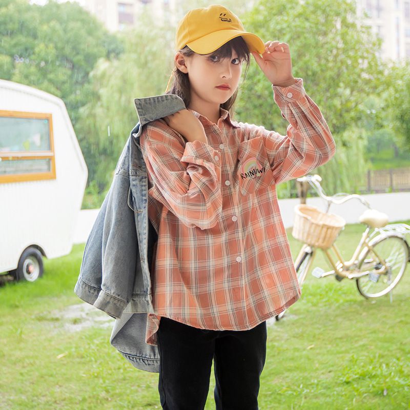 彩虹橘色格紋襯衫