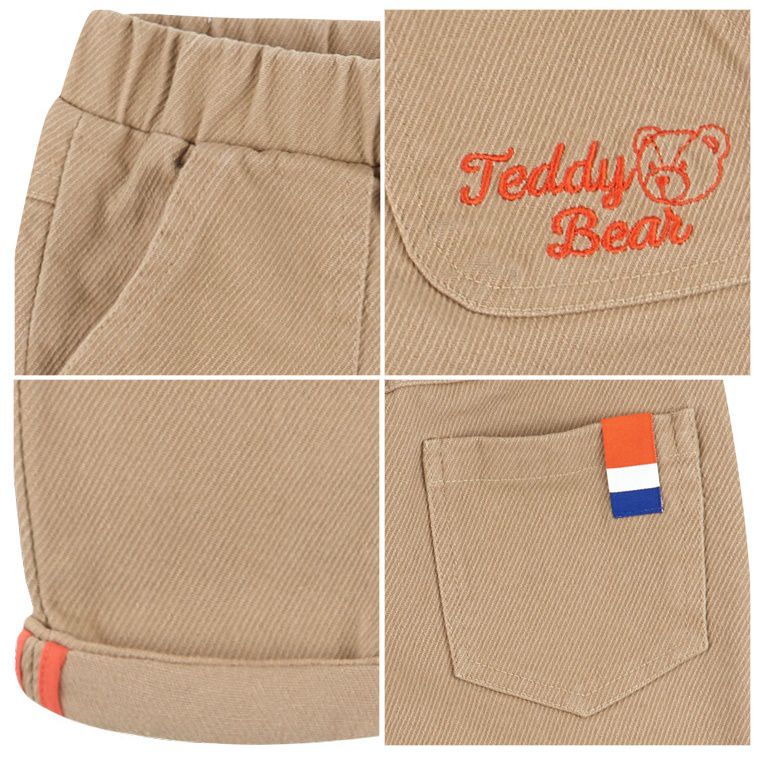 韓國 HEJMINI - 刺繡英倫熊鬆緊腰長褲