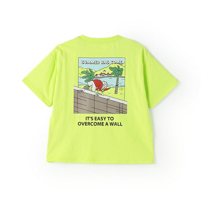 日本 petit main - 100%棉 夏季感印花短袖上衣-胸前鯊魚-寶藍