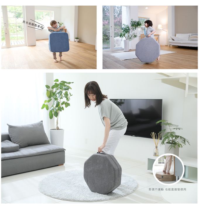 日本gymterior - gymterior塑身八角柱蹦蹦墊-灰黑