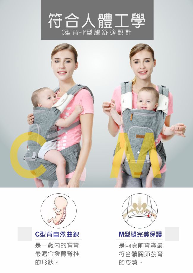 PUKU 藍色企鵝 - Athena雅典娜多功能腰凳揹巾-時尚銀