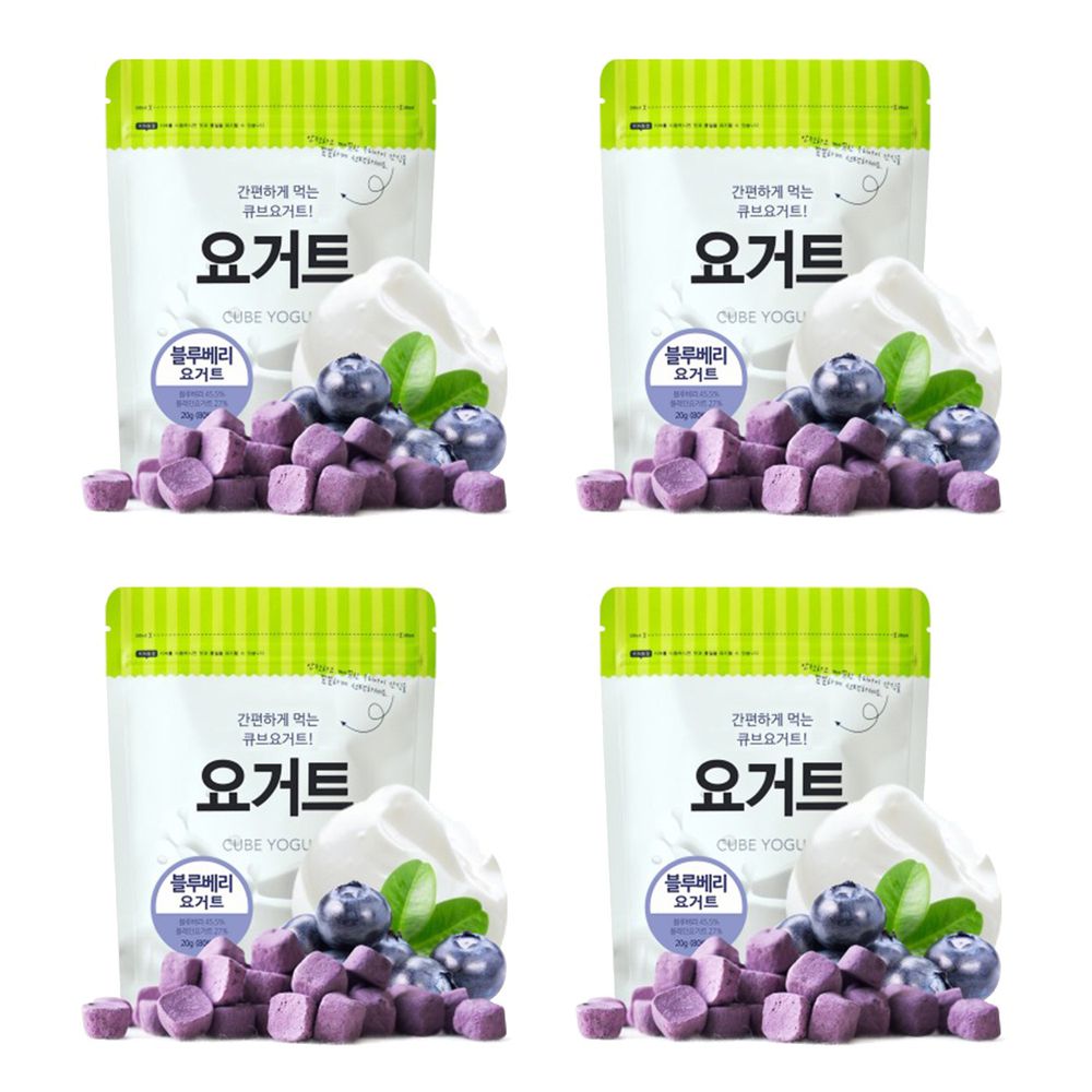 韓國SSALGWAJA米餅村 - 免運組-乳酸菌優格球4入組-藍莓*4-20g/包，共4包