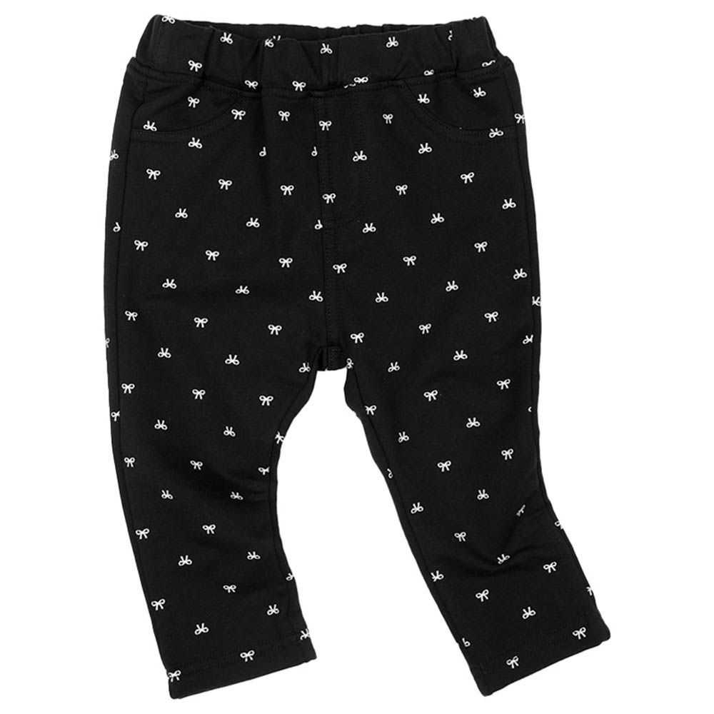 10分經典褲-毛圈內裡一般合身款 花紋-黑色