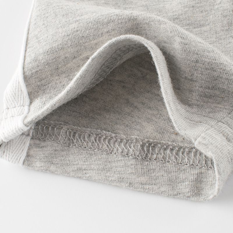 棉質五分褲-側邊條-灰色