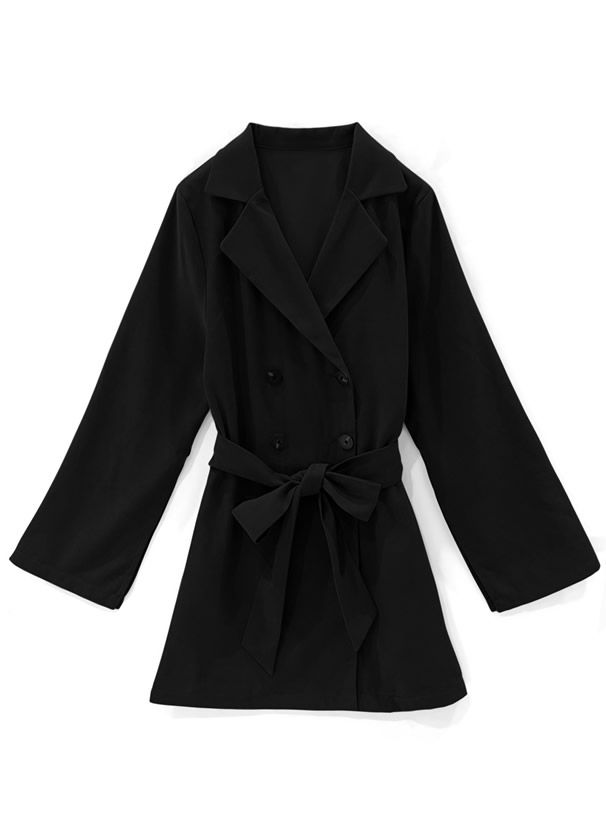 日本 GRL - 英倫風翻領綁帶短版風衣外套-深可可