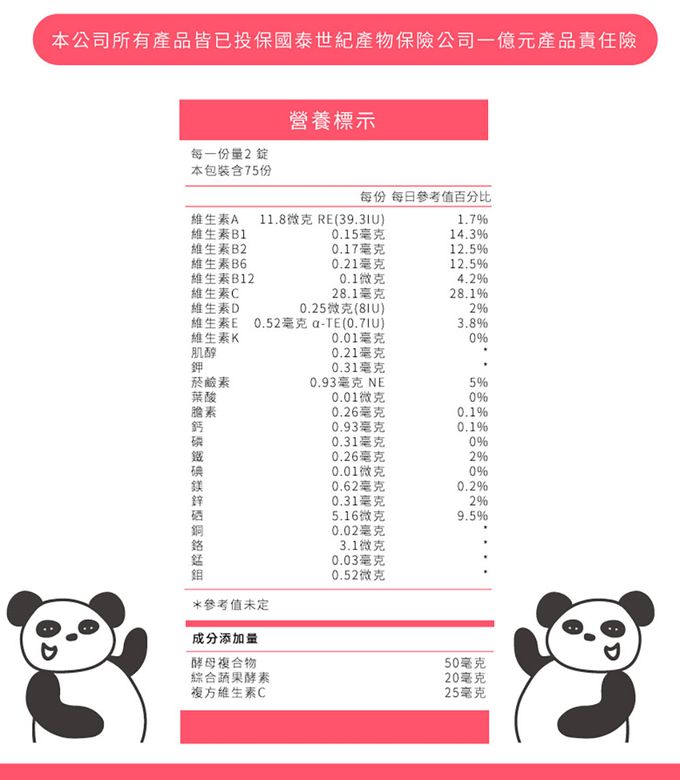 鑫耀生技Panda - 膠原海藻鈣錠+蔬果綜合維他命嚼錠