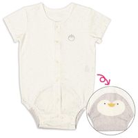 akachan honpo - 短袖包屁衣-動物造型屁屁-灰色