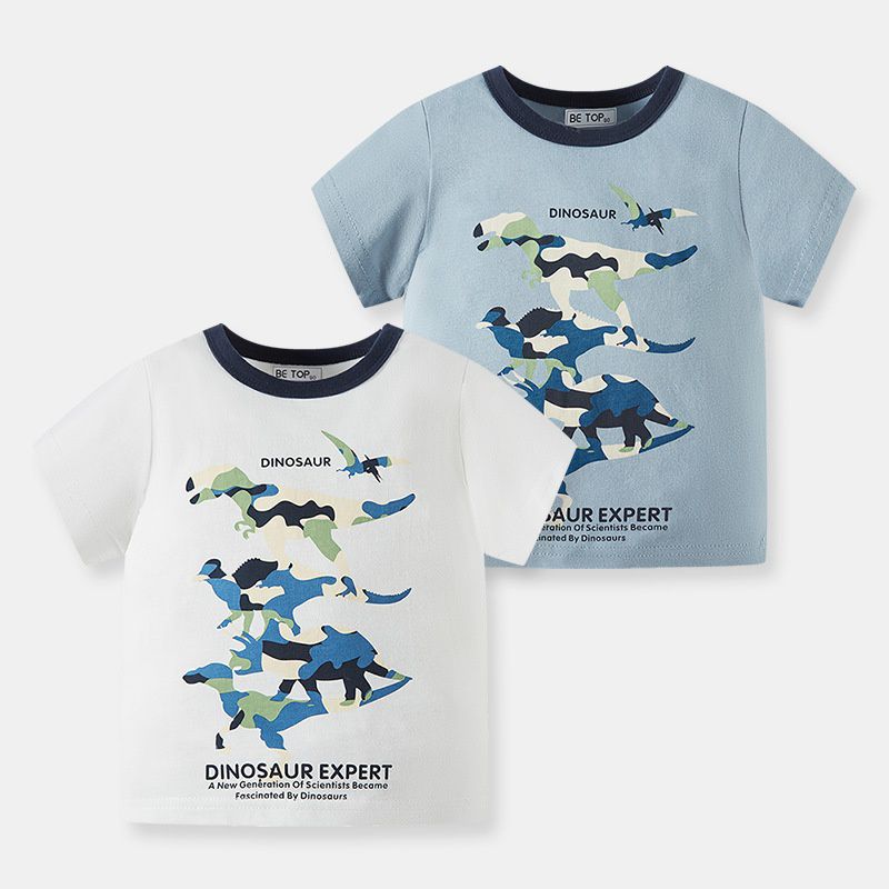 BE TOP - 純棉短袖上衣-科技迷彩暴龍-藍色