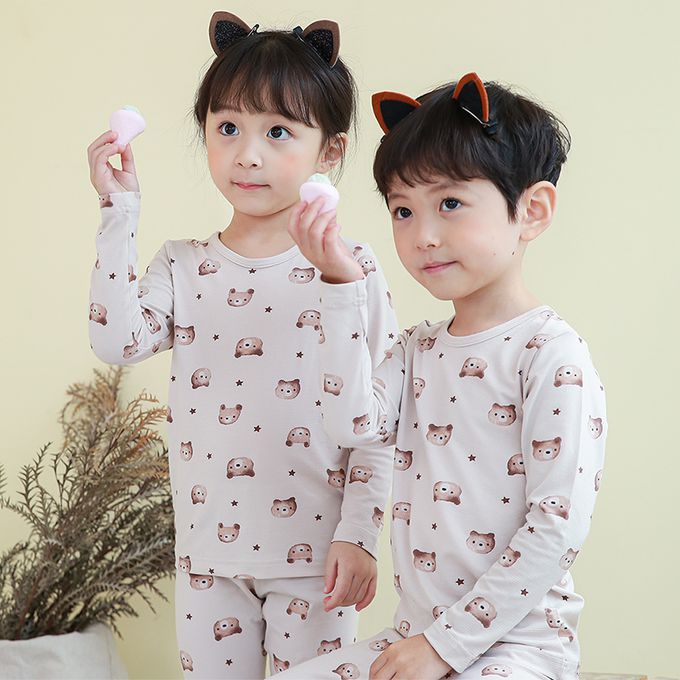 正韓 Cogibu - 極舒適無螢光劑幼兒/兒童 AERO WARM 有機發熱衣睡衣/家居服套裝組-熊寶貝