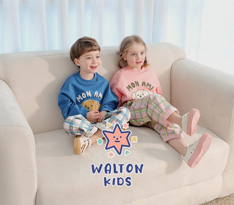 韓國 WALTON kids - 動物繞地球印長袖上衣-薰衣草紫
