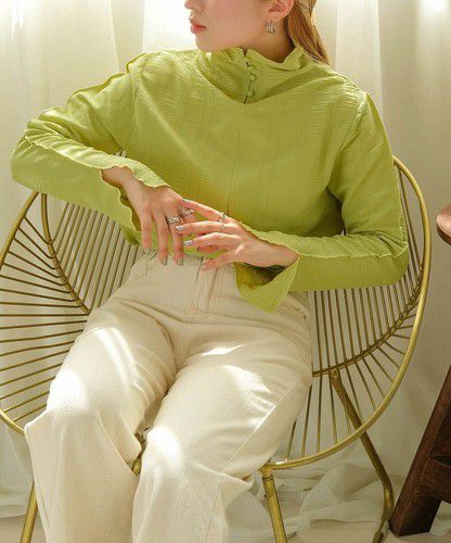 日本 Bou Jeloud - 個性凹凸紋長袖上衣-橘粉