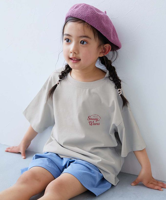 日本 devirock - 接觸涼感 落肩廓形短袖T恤-圈圈英文-灰黑