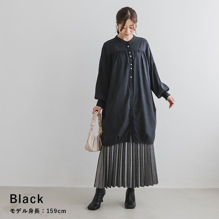 日本 ihuu - 文藝少女排扣長版襯衫-米杏