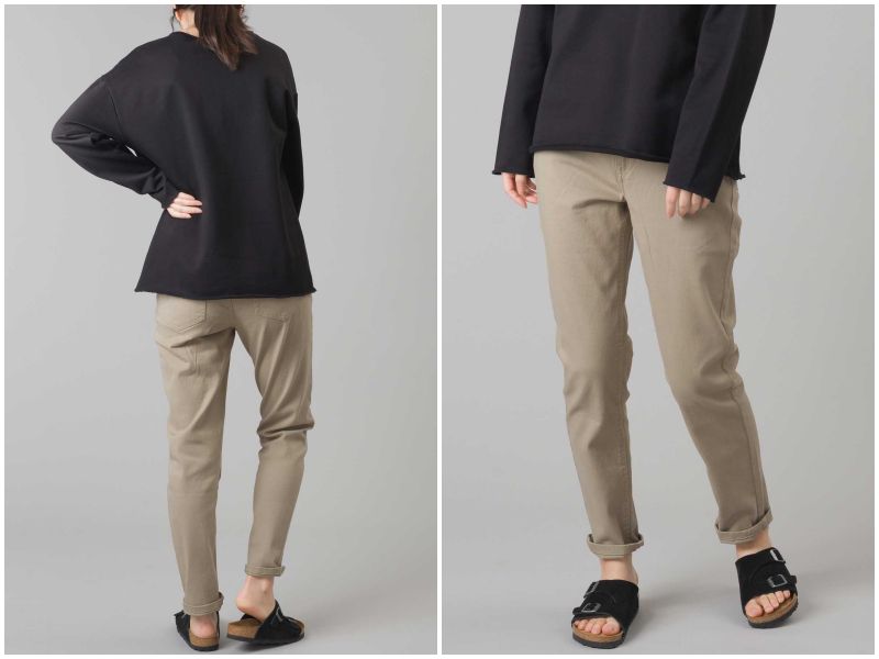 日本女裝代購 - 純棉舒適彈力休閒褲 (拉鍊/後腰鬆緊)-氣質灰