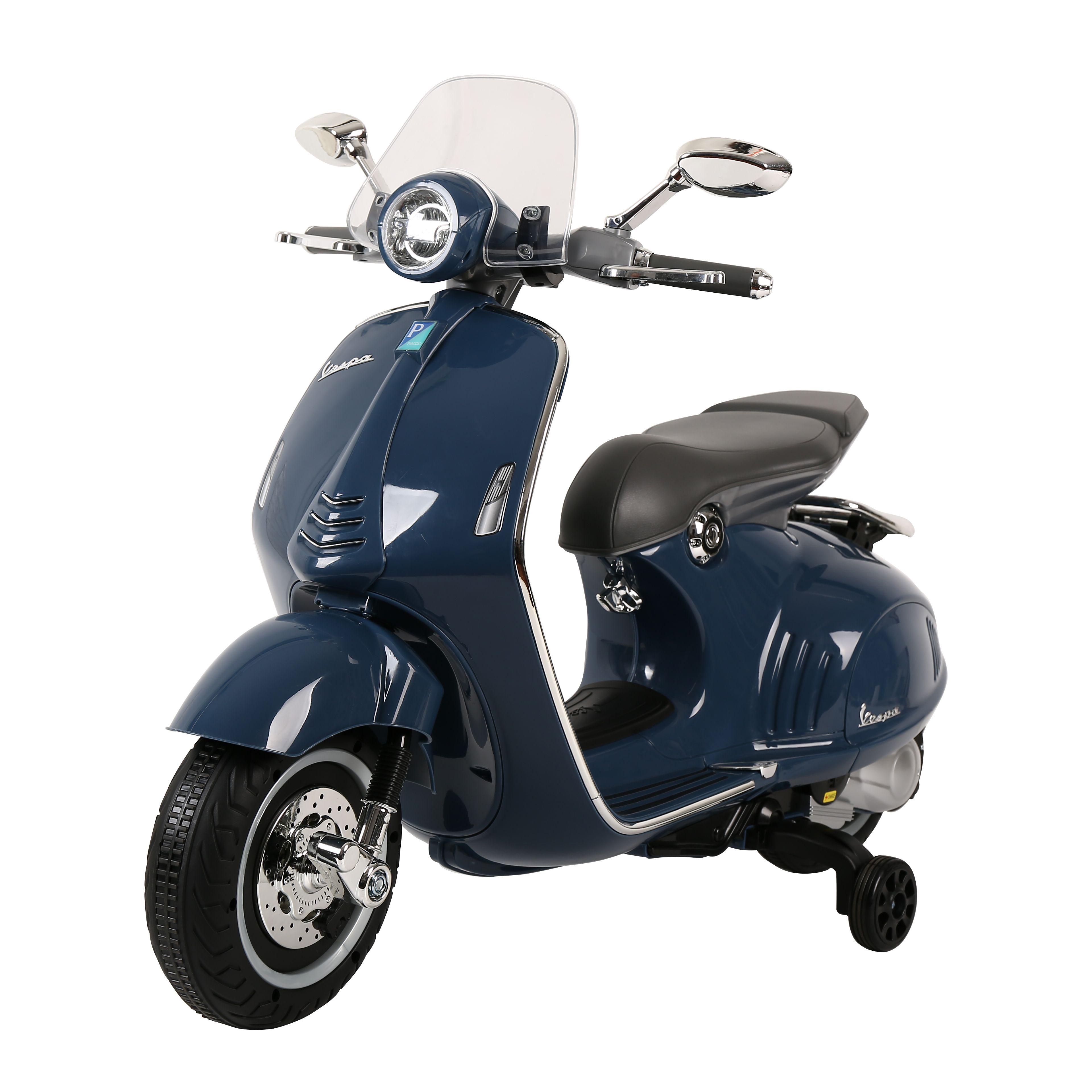 VESPA - 【超值兩台組】Vespa電動玩具車-藍+Ambosstoys PRIMO經典偉士牌復古造型滑步車-薄荷綠