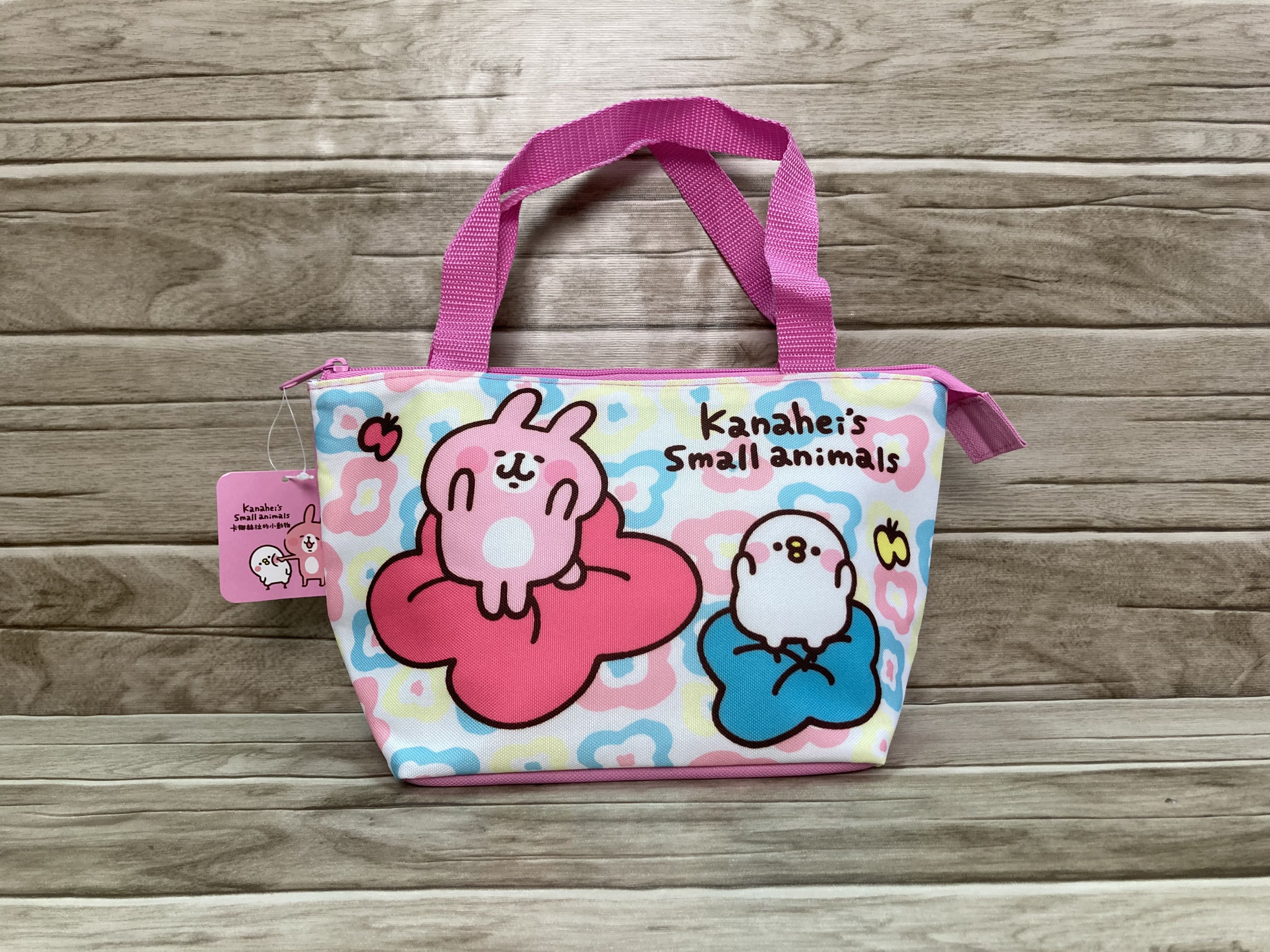 卡娜赫拉 - 小動物餃型保溫便當袋-繽紛碎花-藍底