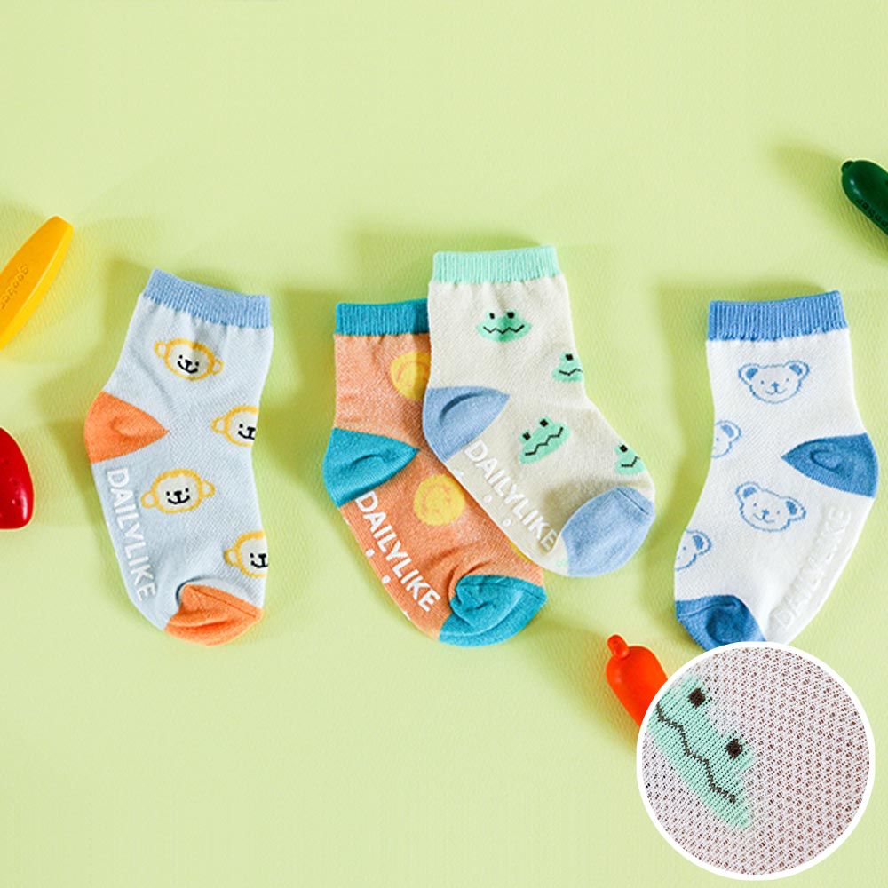 兒童襪子/中筒襪4入組-透氣網眼