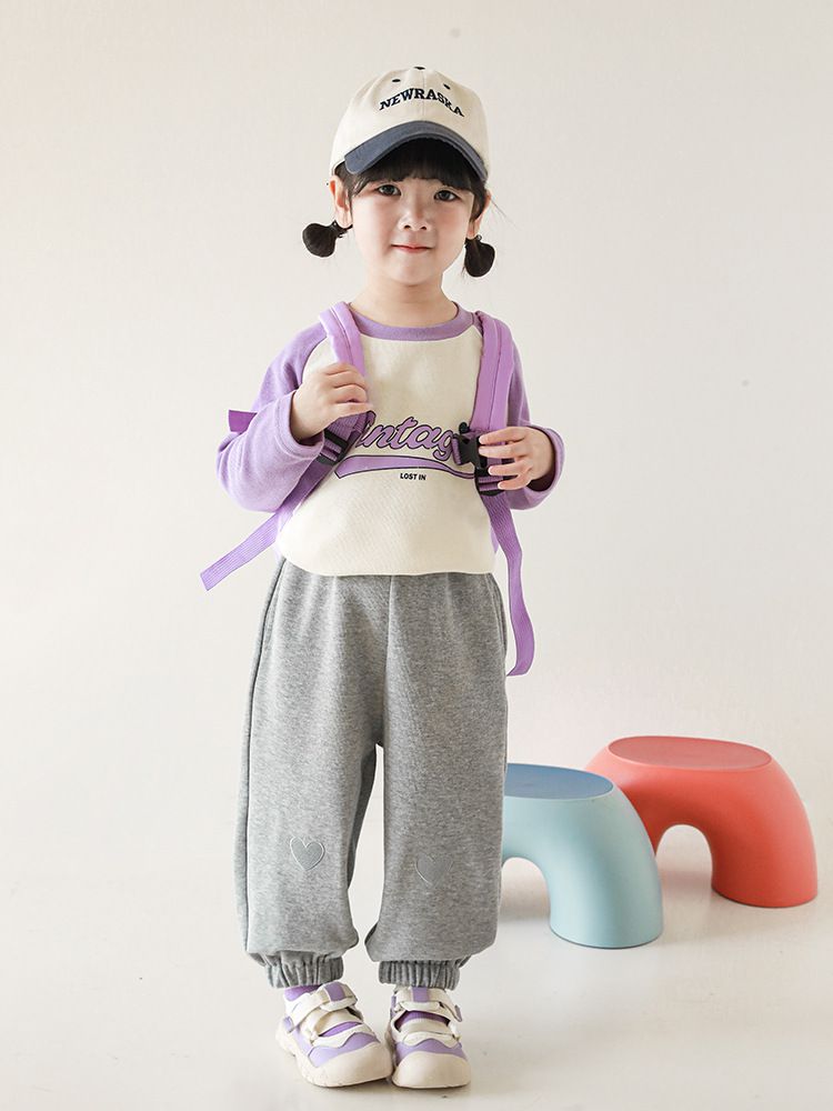 腰鬆緊百搭休閒束口長褲-愛心-粉色