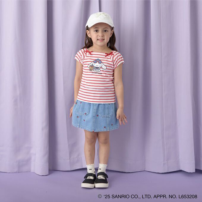 日本 Lycee mine - 100%棉 海洋風法式澎袖上衣-卡通人物大耳狗-奶油黃