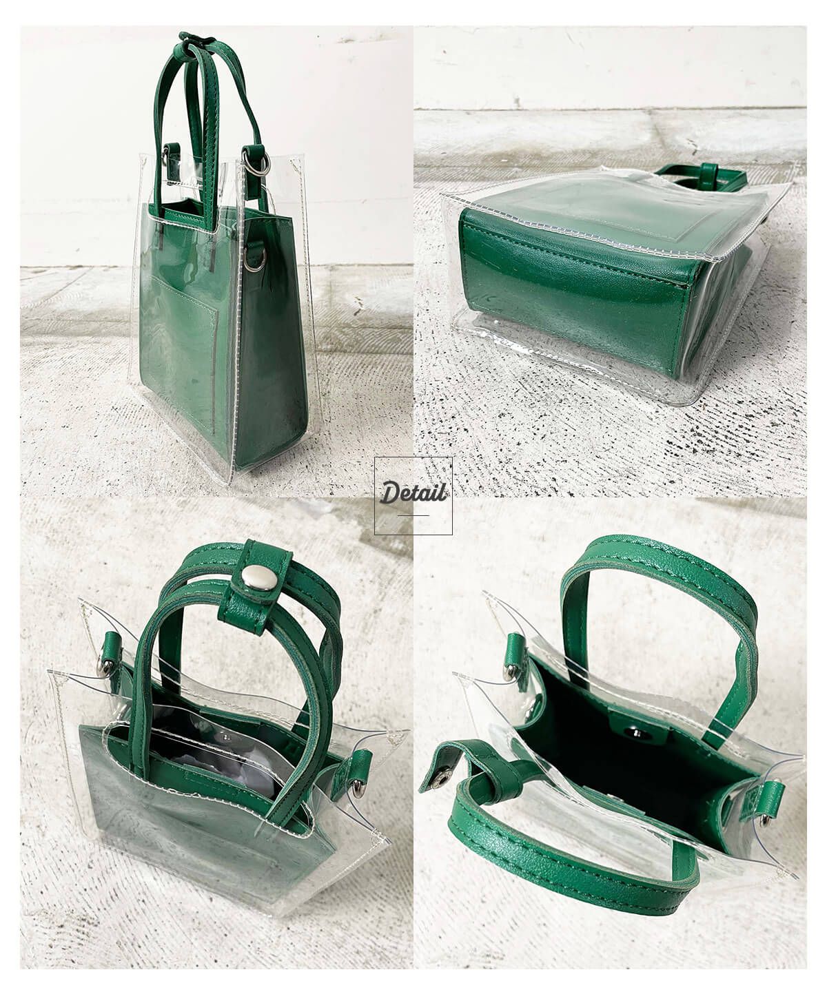 日本服飾代購 - 2way半透明直筒手提包/肩背包/子母包-棕 (24x19x10cm)