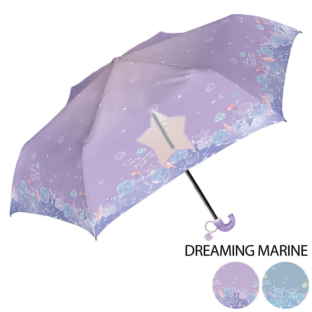 日本中谷 - 輕量透明窗兒童雨傘/折疊傘-夢幻海洋-粉紫 (50cm(身高115-125cm))