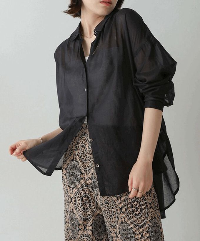 日本 Bab - 100%印度棉 柔軟輕盈寬版襯衫-薰衣草