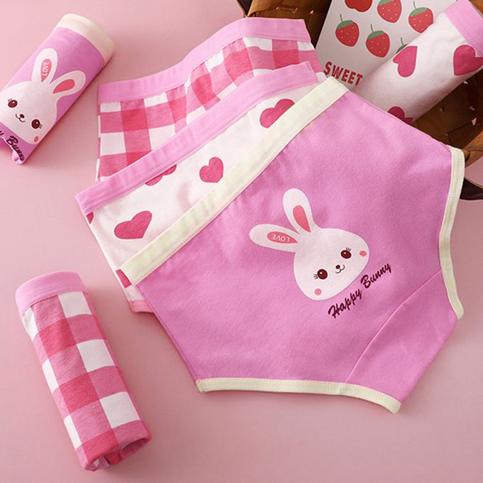 小 pipi - 有機純棉兒童三角內褲3件組_女童-愛心兔兔