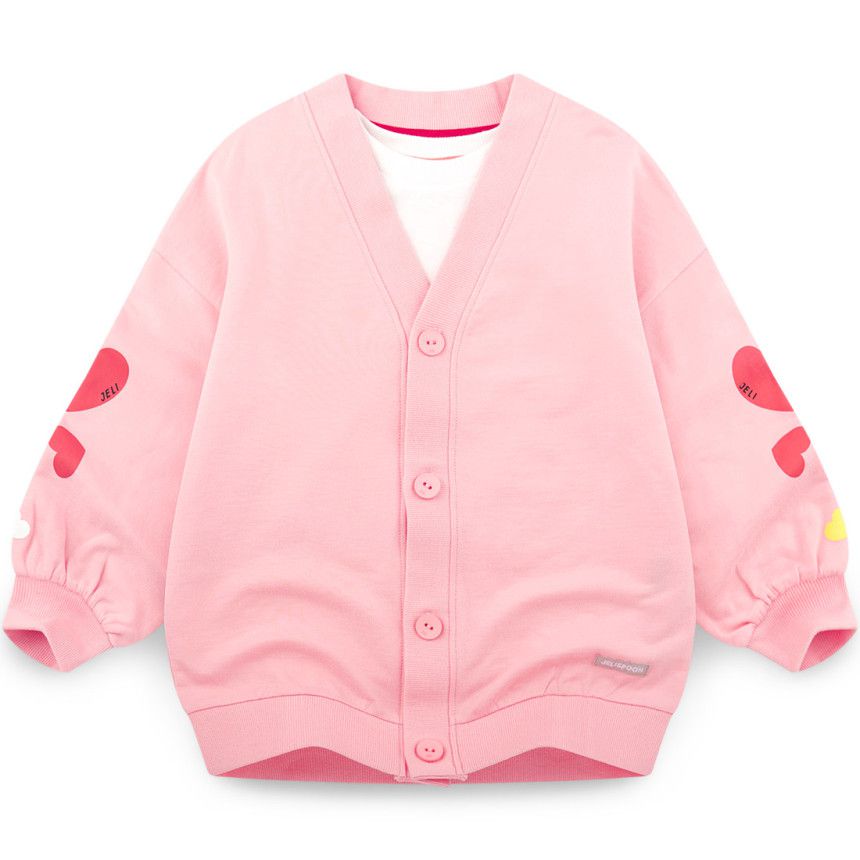 韓國 Jelispoon - 紅色愛心單排釦小外套-深藍