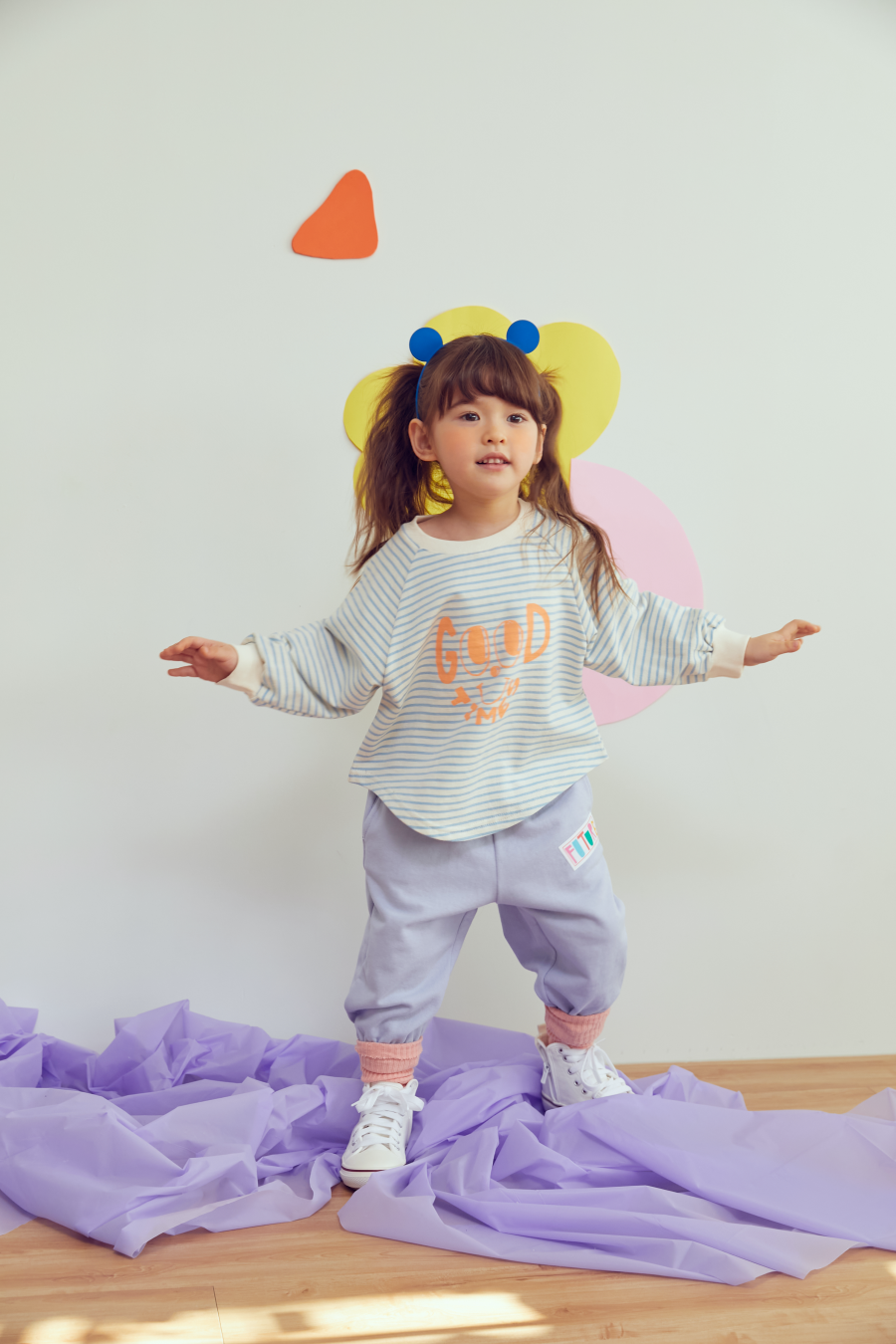 韓國 MINIATURE - 大眼睛條紋上衣-淺紫