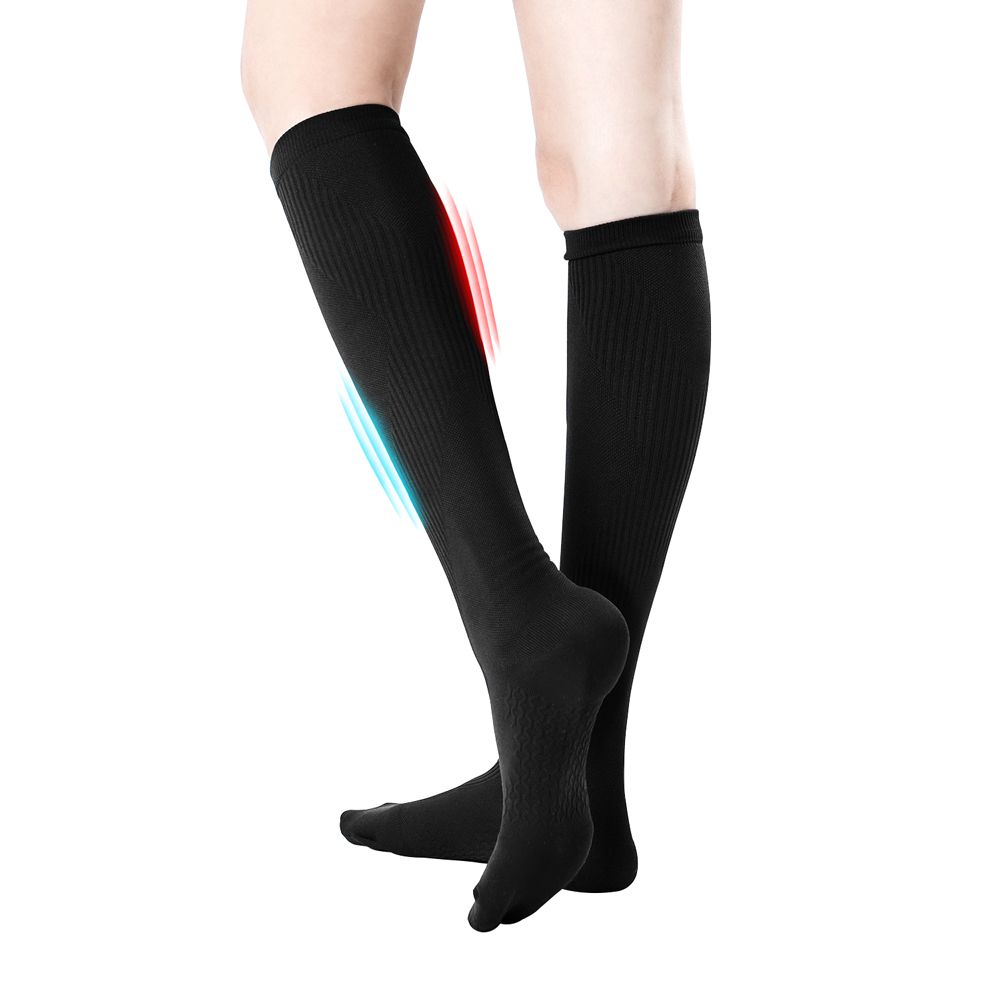 GIAT - 2雙組-石墨烯遠紅外線420D加壓中統襪-黑色 (FREE)