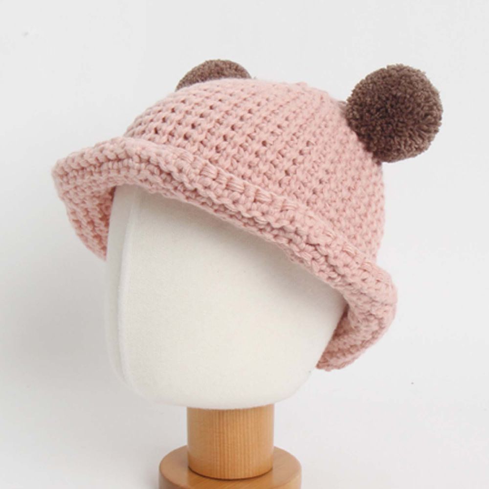 韓國 Babyblee - 球球耳朵針織毛線帽-淺粉紅 (FREE)