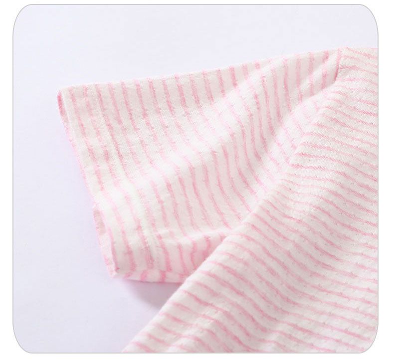 MAMDADKIDS - 純棉短袖套裝/家居服-條紋上衣-粉色