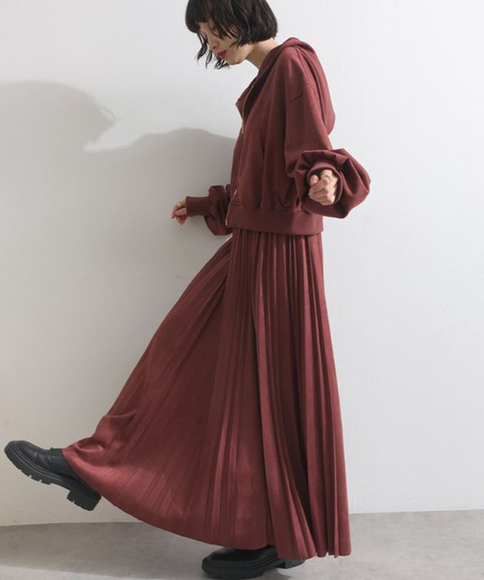 日本 ELENCARE DUE - 輕盈絨皮感雙拉鏈短版連帽外套-炭灰