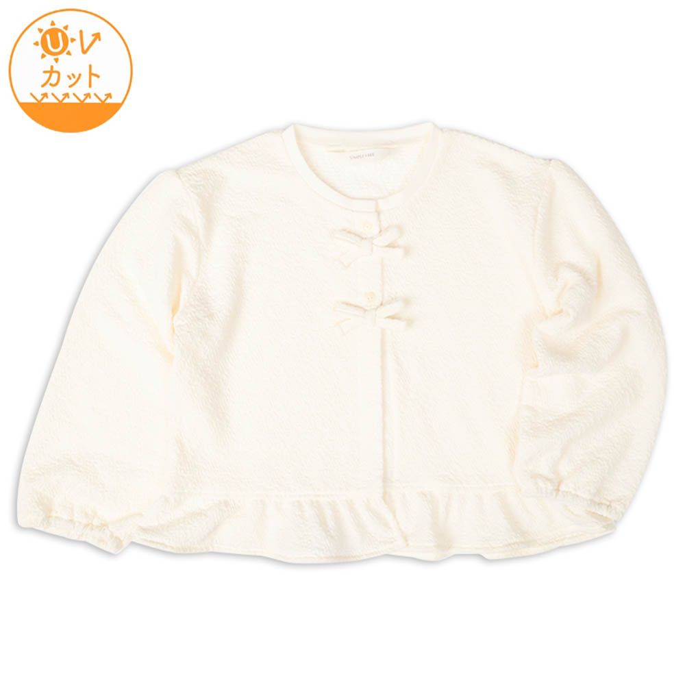 透膚感開襟外套-米白色