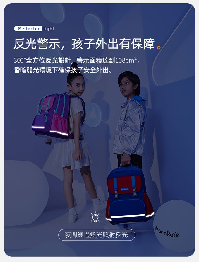 MoonRock - 護脊書包-SP200 淺藍色成長型2023款 適用身高:120-160公分-21L