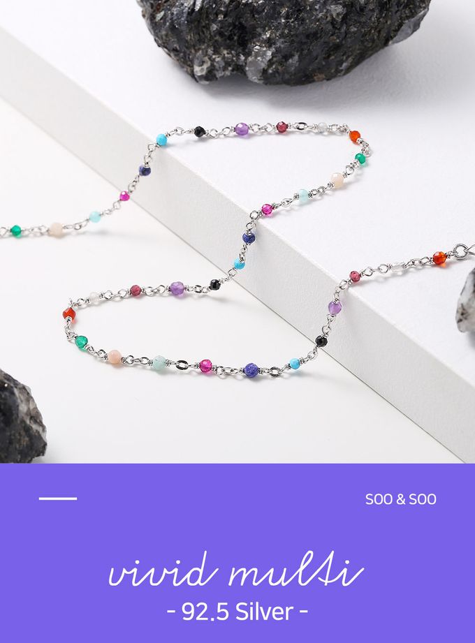 韓國 Soo&Soo - (925純銀)璀璨彩石項鏈-BLACKPINK LISA同款