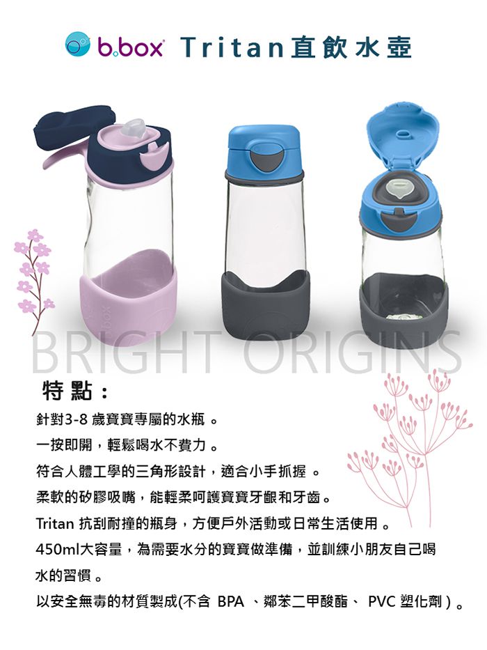 澳洲 b.box - 直飲水壼-天空藍-450ml