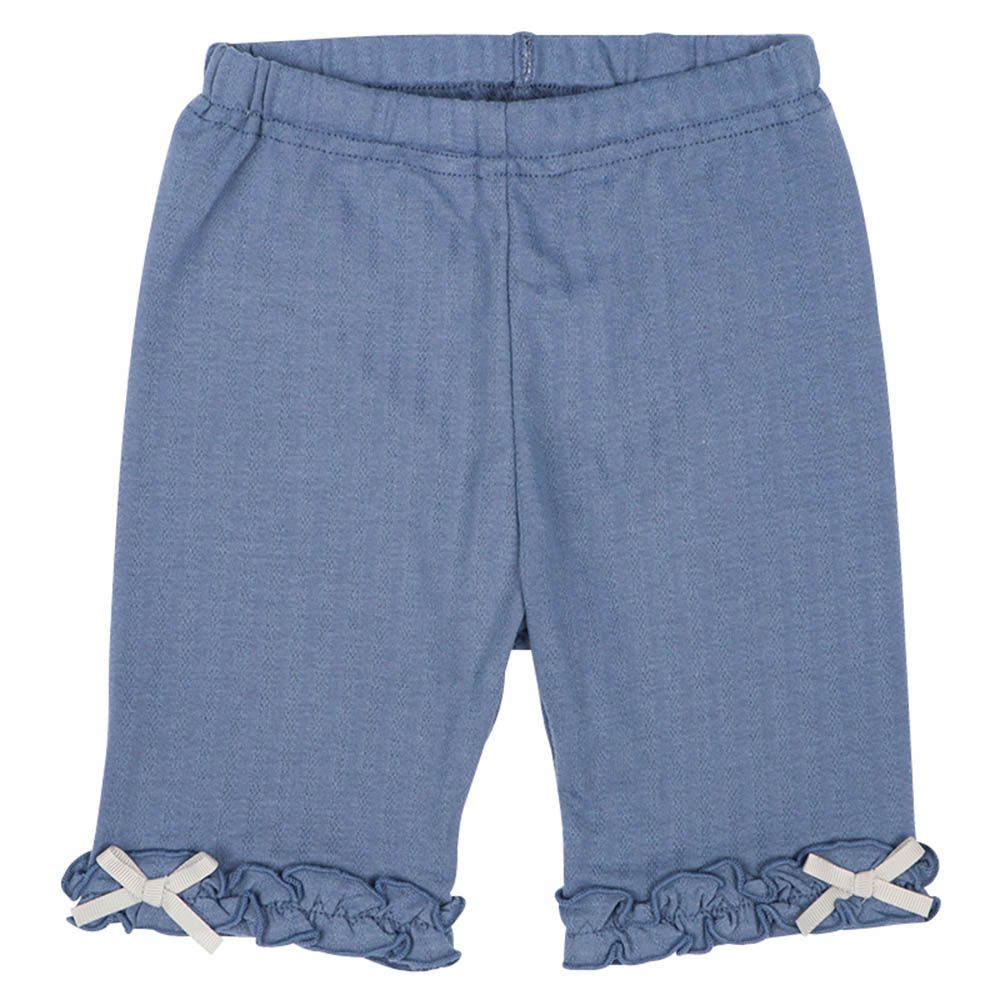 5分內搭褲-褲腳荷葉邊-藍色